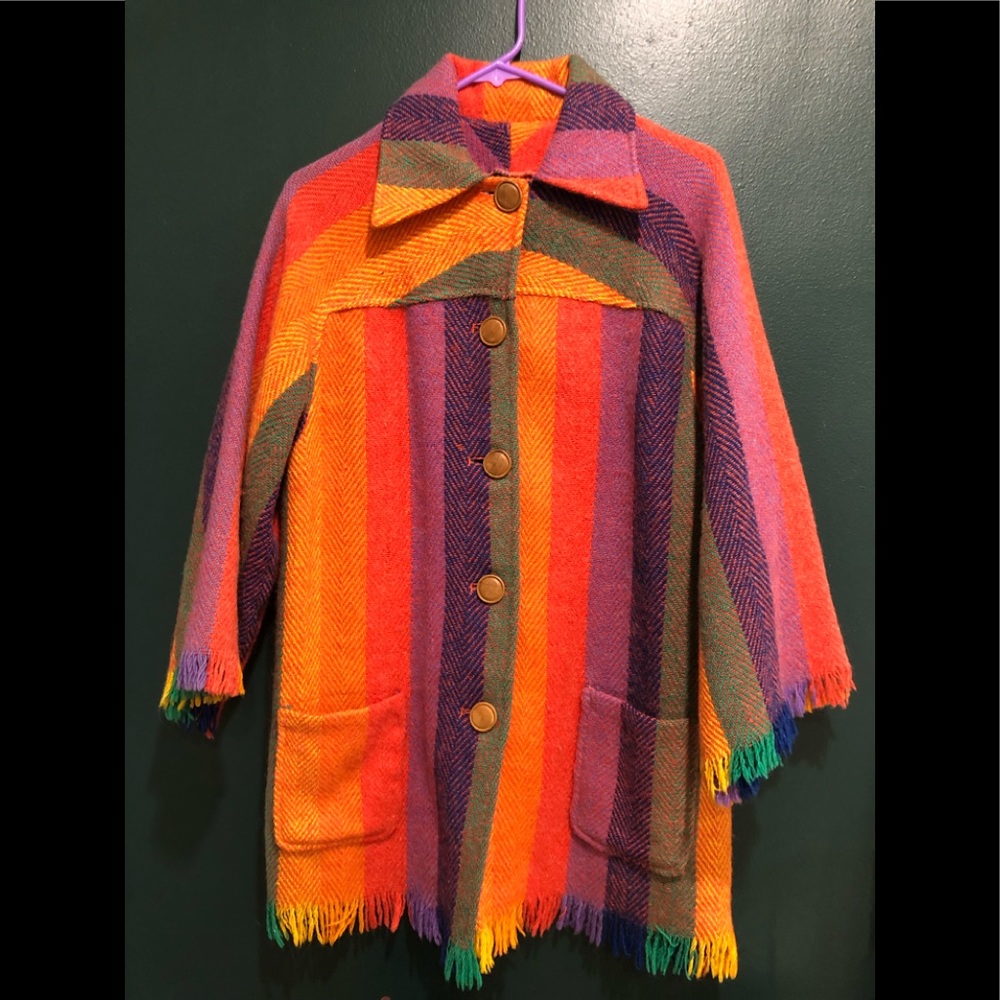Avoca Handweavers vintage rainbow wool coat